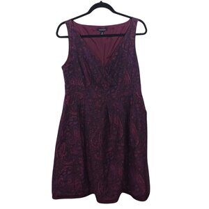 Lands End Dress Womens 10 A Line V Neck Purple Cotton Geometric Summer Travel
